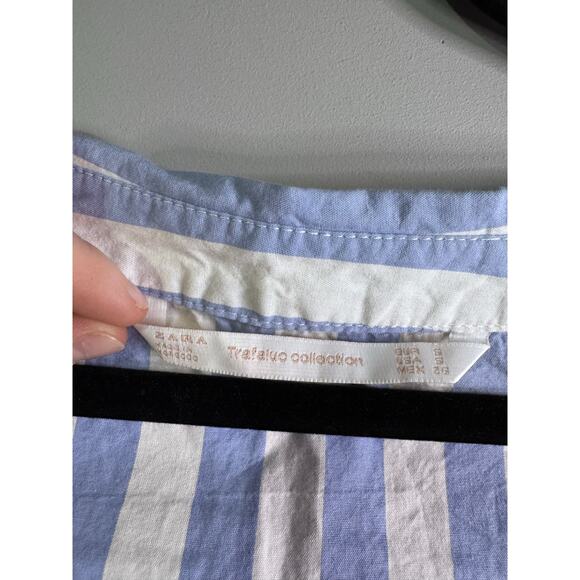 Zara Wide Off Shoulder Striped Wrap Belted Waist Blouse - Picture 3 of 6